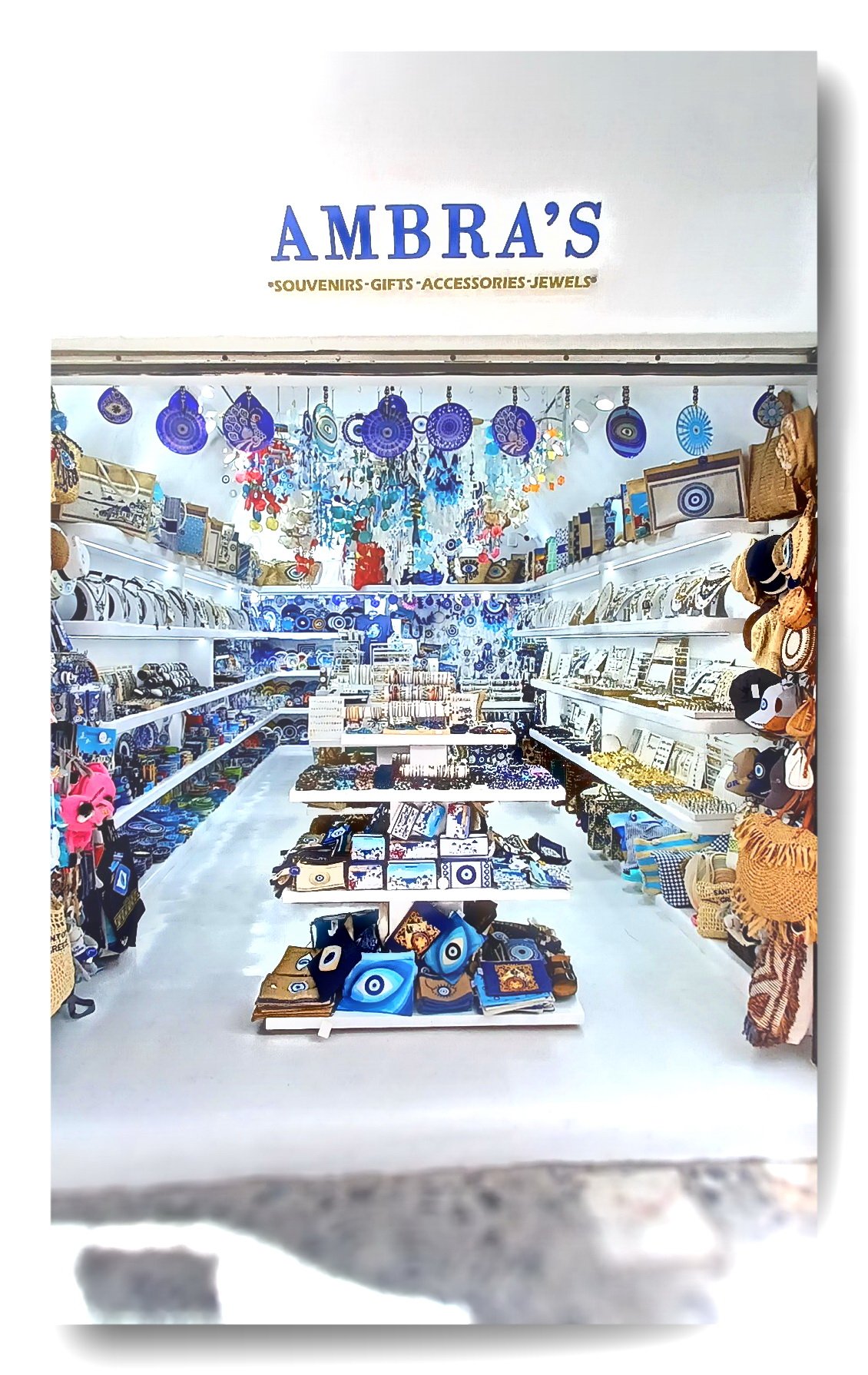 AMBRA'S Store with SOUVENIR and GIFTS in Fira Santorini island in Greece